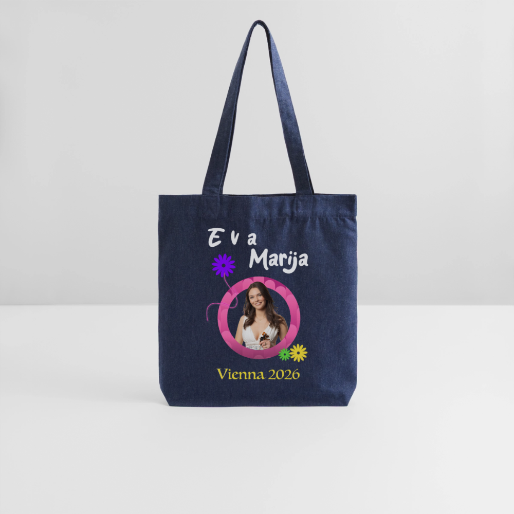 Eva Marija - Heavyweight Recycled Tote Bag in color melange blue on white background