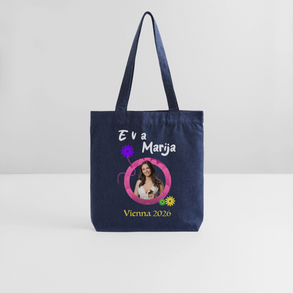 Eva Marija - Heavyweight Recycled Tote Bag in color melange blue on white background