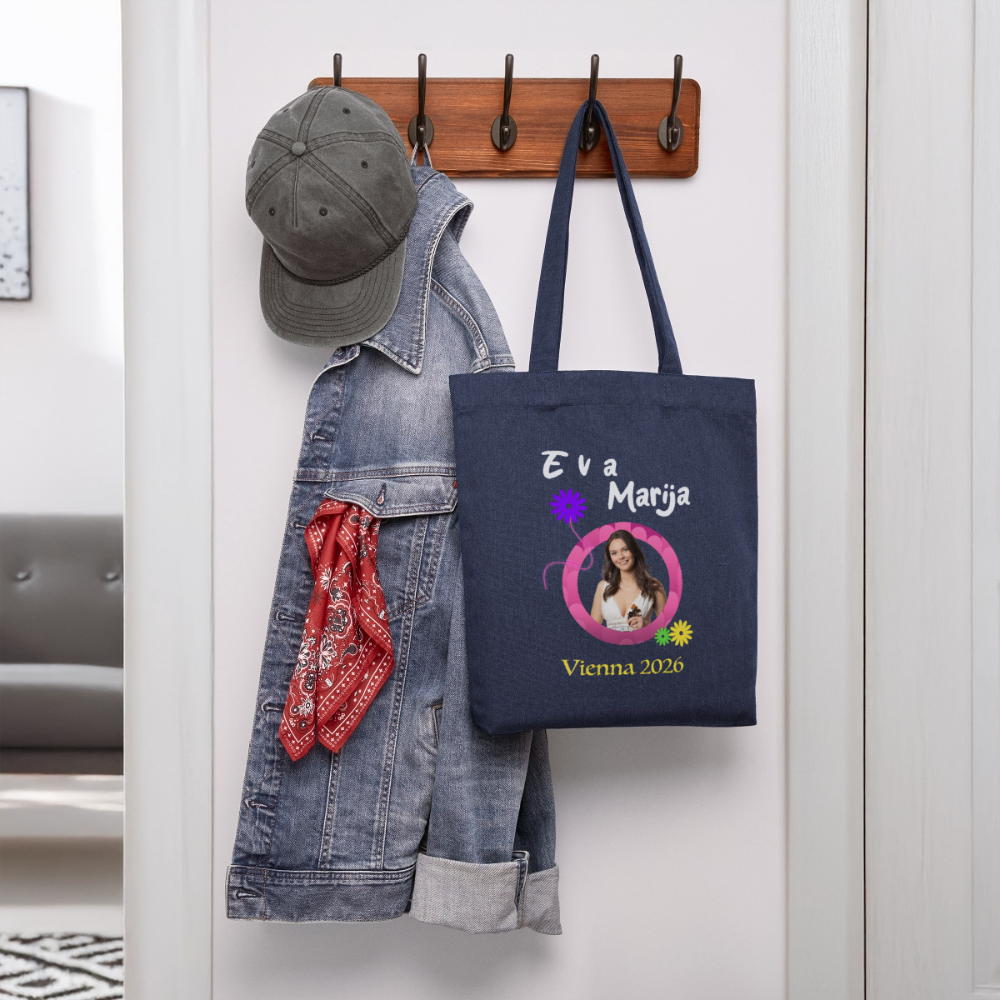 Eva Marija - Heavyweight Recycled Tote Bag in melange blue on coat hanger