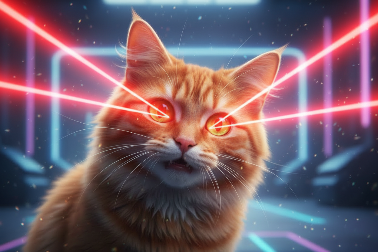 can you make it realistic looking and more laser, less rainbow?